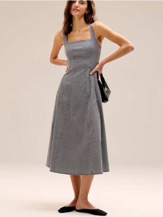 Abercrombie & Fitch Dresses & Skirts - Abercrombie & Fitch Mila Stretch Midi Dress in Black White Gingham XXLP $110